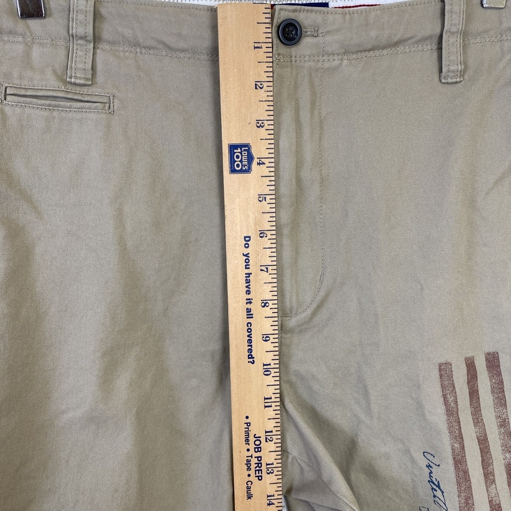 Chaps Shorts Men 36 10" Beige Khaki Zip & Drawstring 100% Cotton American Flag - Picture 10 of 11